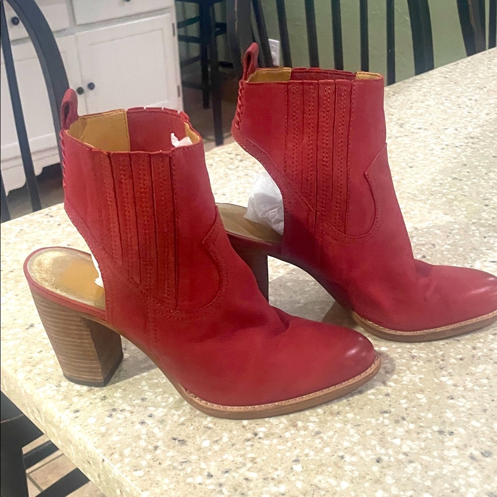 Dolce Vita Red Leather Ankle Boots